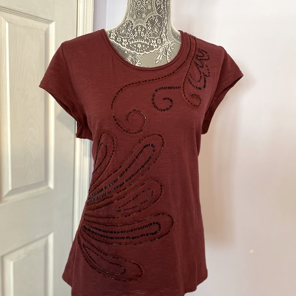 Beaded Short-Sleeved Top